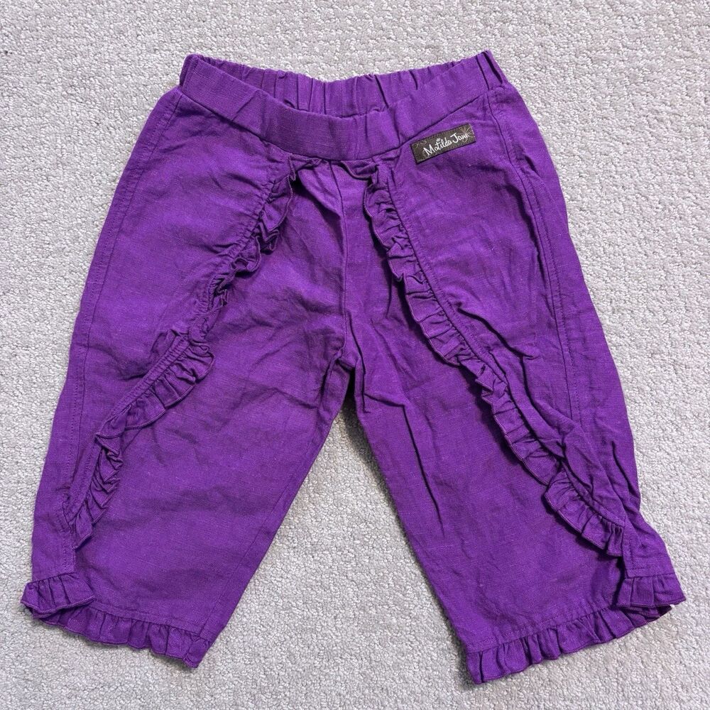 Matilda Jane Girls Size 2 Wonderful Parade Purple FANCY Linen Pants Whimsy